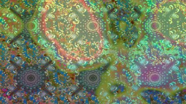 Çiçekli güzel suluboya desen. Raster illüstrasyonu. Yeşil ve nötr renklerde.