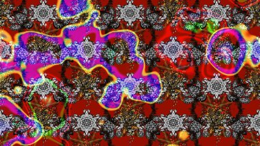 Klasik taslak çizimi. Çiçek kırmızısı, gri ve kahverengi çizim deseni. Raster çiçek izi..