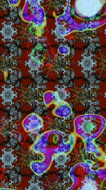 El çizimi. Raster illüstrasyonu. Çiçekli, yapraklı, çiçek desenli çizim..