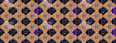 Siyah renklere karalamalar çizilmiş çiçek deseni. Raster illüstrasyonu.