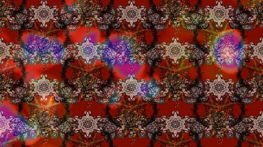 Raster illüstrasyonu. Çizim çiçek deseni duvar kâğıdı olarak kullanılabilir. Kahverengi, kırmızı ve siyah renkte çiçekler.