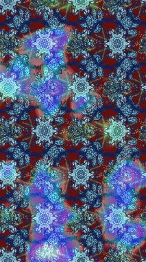 Düz Çiçek Elementleri Tasarımı. Süslü kumaş deseni. Renkli Bahar Teması eskiz kalıbı. Raster illüstrasyonunda çiçek deseni çizimi.