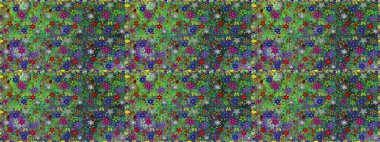 Klasik çiçek tasarımı elementleri. Raster illüstrasyonu. Yeşil ve mavi kıvırcık çiçekler yeşil ve mavi renklerde.