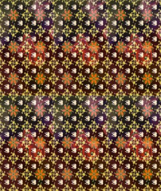 Tekstil, kumaş, kapaklar, duvar kağıtları, baskı, naylon, koleksiyon defteri, örgü, dekupaj için güzel bir eskiz. Küçük kahverengi çiçeklerdeki oldukça eski bir besin torbası deseni.