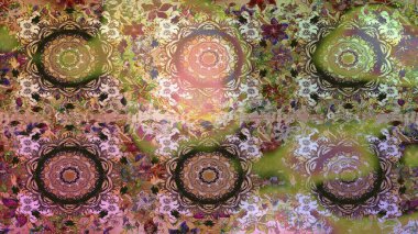 Süslü raster dekorasyonu. Kahverengi yerine altın rengi klasik barok çiçekli desenler. Kahverengi renklerde altın element. Lüks, kraliyet ve Viktorya dönemi konsepti.