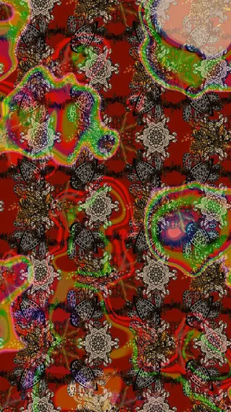 Kabile sanatı boho baskısı, klasik çiçek arkaplanı. Arkaplan dokusu, duvar kağıdı kahverengi, kırmızı ve bej renkli çiçek teması. Soyut etnik raster çizim kalıbı.