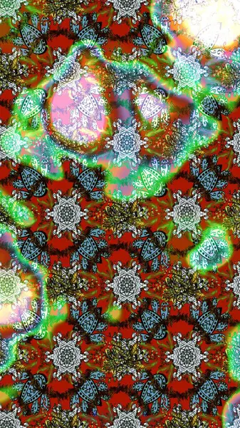 Renkli grunge soyut arka planda colokahverengi, yeşil ve nötr çiçeklerle gelişir. Parmak izi, kumaş, duvar kâğıdı, tekstil için raster dokusu. Nakış desenli çiçek deseni..