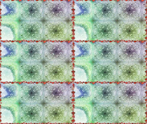 Raster Floral Illustration, Asyalı tekstil. Tarafsız ve gri renklerde etnik çiçeklerle kusursuz bir desen..