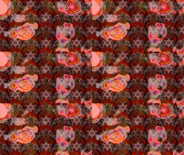 Kahverengi üzerine kahverengi. Retro tekstil tasarım koleksiyonu. El çizimi çiçek unsurları olan soyut çizim raster deseni. 1950-1960 motifleri. Çiçekli ipek eşarp..