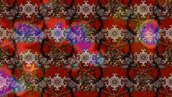 Raster illüstrasyonu. Çizim çiçek deseni duvar kâğıdı olarak kullanılabilir. Kahverengi, kırmızı ve siyah renkte çiçekler.