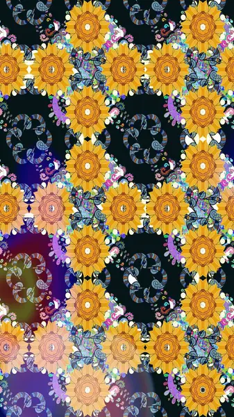 Tekstil, kumaş, kapaklar, duvar kağıtları, baskı, naylon, koleksiyon defteri, örgü, dekupaj için güzel bir eskiz. Oldukça eski bir besin torbası deseni, küçük sarı renkte, çiçekler. Millefleurlar.