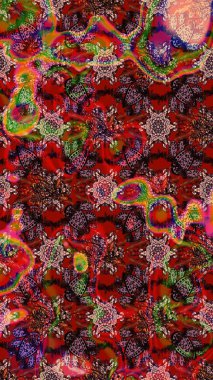 Raster illüstrasyonu. Karalama çiçeği. Renkli Bahar Teması eskiz kalıbı. Zentangle soyut çiçekleri. Düz Çiçek Elementleri Tasarımı. Şirin kumaş deseni.