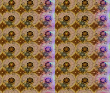 Eskiz arkaplan modeli. Raster - stok. Yapraklı çiçekler ve kahverengi renkli papatya çiçekleri..