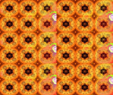 Raster illüstrasyonu. Düz Çiçek Elementleri Tasarımı. Turuncu renkte zarif çiçekli suluboya. Renkli Bahar Teması çizim şablonu.