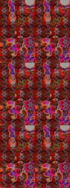 Vadinin çiçekleri kahverengi, kırmızı ve siyah renklerde. Soyut etnik raster çizim kalıbı. Çiçekler..