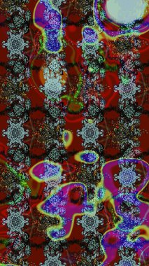 Düz Çiçek Elementleri Tasarımı. Çiçekler kırmızı, kahverengi ve gri renklerde. Raster illüstrasyonundaki çiçek desenli çizim. Renkli Bahar Teması çizim şablonu.