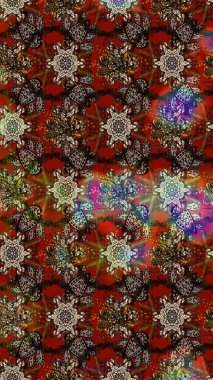 Düz Çiçek Elementleri Tasarımı. Raster illüstrasyonu. Kahverengi, kırmızı ve bej renkli çiçek buketi suluboya. Renkli Bahar Teması çizim şablonu.