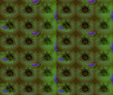 Raster illüstrasyonundaki çiçek desenli çizim. Suluboya tarzında yeşil renkte çiçekler.