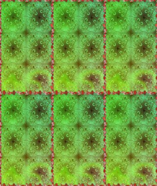 Kusursuz çiçek deseni. Raster illüstrasyonu. Yeşil ve kahverengi renkli Asyalı tekstil.