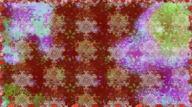 Kırmızı ve nötr renklerde. Raster illüstrasyonunda kusursuz çiçek deseni. Raster illüstrasyonu. Güzel kumaş deseni.