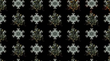 Sevimli çiçek raster deseni. Siyah renkli çiçekler. Renkli Bahar Teması eskiz kalıbı. Düz Çiçek Elementleri Tasarımı.