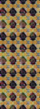 Raster illüstrasyonu. Renkli Bahar Teması eskiz kalıbı. Chichi 'nin kumaş kalıbını çiz. Düz Çiçek Elementleri Tasarımı. Çiçek deseni.