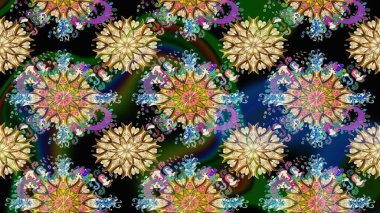 Çiçekli bej çizim deseni. Raster çiçek izi. Klasik taslak çizimi.