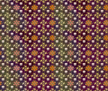 Renkli Bahar Teması eskiz kalıbı. Düz Çiçek Elementleri Tasarımı. Çiçekli çiçek deseni, suluboya. Kahverengi renkli çiçekler. Raster illüstrasyonu.