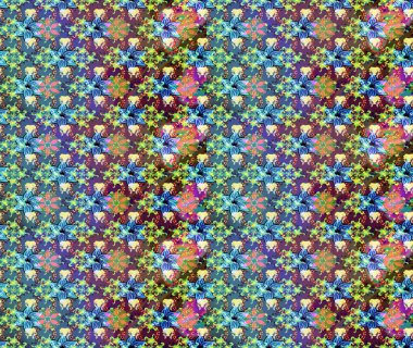 Küçük çiçekteki sevimli çiçek deseni. Varicoloblue Raster çizimi. Birçok mavi soyut çiçekli tropikal çizim deseni.