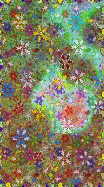 Raster deseni. Yeşil ve kahverengi el çizimi desen. Karalama çiçekleri kusursuz desen. Sanat ilham verici ve kahverengi tarzı çiçekler ve arkaplan bırakır.