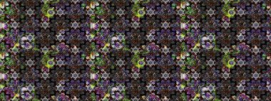 Raster illüstrasyonu. Düz Çiçek Elementleri Tasarımı. Siyah renkte zarif çiçek buketi suluboya. Renkli Bahar Teması çizim şablonu.