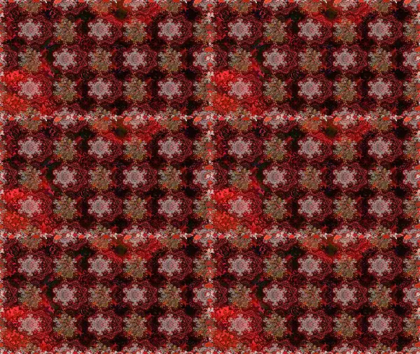 Kahverengi ve kırmızı çiçekli kusursuz desen, suluboya çiçek deseni, sevimli çiçek, duvar kağıdı, kart veya kumaş için fayanslı. Raster - stok.