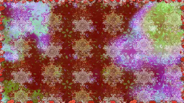 Kırmızı ve nötr renklerde. Raster illüstrasyonunda kusursuz çiçek deseni. Raster illüstrasyonu. Güzel kumaş deseni.