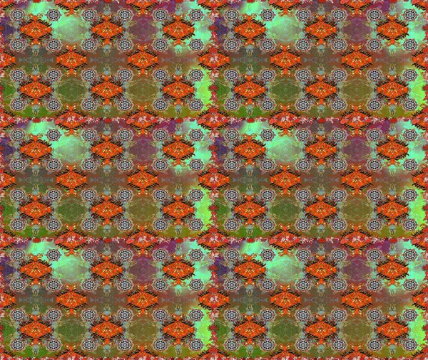 Kusursuz bir arka plan modeli. Yapraklı çiçekler ve kahverengi ve turuncu renkli papatya çiçekleri. Raster - stok.