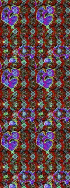 Nazikçe, güzel çiçek arkaplanı. Kırmızı, kahverengi ve mavi renkte çiçekler. Raster çiçek desenli ve çiçekli..