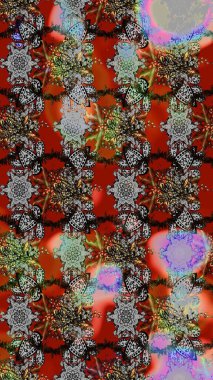 Üzerinde gri, kahverengi ve kırmızı renkler olan çiçek desenleri çiz. Suluboya tarzında gri, kahverengi ve kırmızı renkte çiçekler.