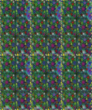 Yeşil ve mavi renkli güzel çiçeklerle kusursuz desenler suluboya desenli, duvar kağıdı, kart veya kumaş için fayanslı. Raster..