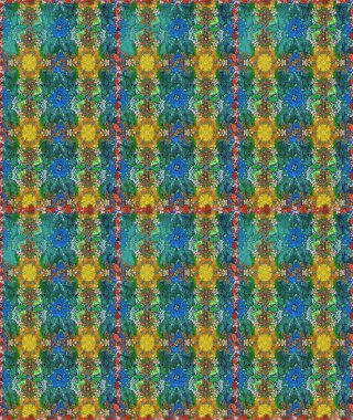 Çiçekli, pürüzsüz bir desen. Yumuşak, bahar çiçekleri mavi ve yeşil renklerde. Raster illüstrasyonu. Raster çiçekleri klasik tarzda resmedilir..