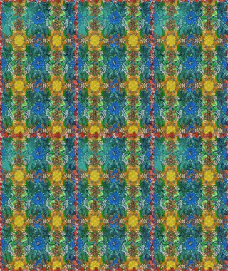 Çiçekli, pürüzsüz bir desen. Yumuşak, bahar çiçekleri mavi ve yeşil renklerde. Raster illüstrasyonu. Raster çiçekleri klasik tarzda resmedilir..