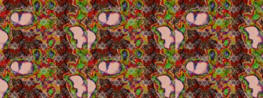 Halk tarzı. Moda baskıları için zarif bir şablon. Modern çiçek arkaplanı. Parlak renkli çiçekleri ve kahverengi, nötr ve kırmızı renkte yaprakları olan muhteşem bir çiçek deseni..