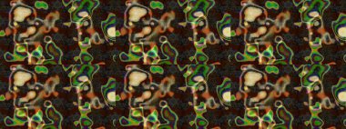 Düz Çiçek Elementleri Tasarımı. Renkli Bahar Teması eskiz kalıbı. Sevimli çiçek raster deseni. Kahverengi, gri ve yeşil renkte çiçekler.