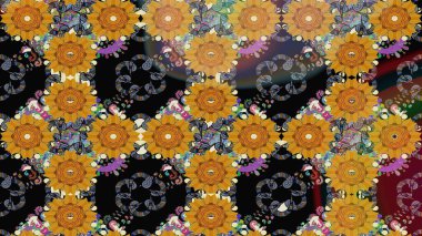 Düz Çiçek Elementleri Tasarımı. Renkli Bahar Teması eskiz kalıbı. Parlak arkaplan eskiz desenli çiçekli fantezi tasarımı.