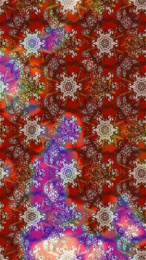 Soyut etnik raster çizim kalıbı. Arkaplan dokusu, duvar kağıdı, çiçek teması kahverengi, kırmızı ve mor renkler. Kabile sanatı boho baskısı, klasik çiçek arkaplanı.