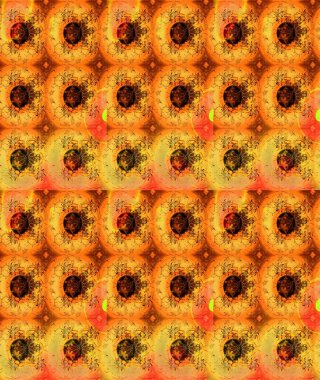 Raster illüstrasyonundaki çiçek desenli çizim. Turuncu renkte çiçekler.