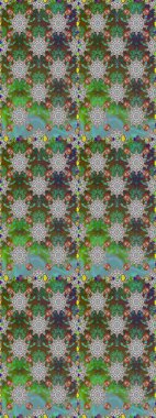 Yeşil ve gri renkli çiçekler. Düz Çiçek Elementleri Tasarımı. Raster illüstrasyonunda kusursuz çiçek deseni. Renkli Bahar Teması Kusursuz Arkaplan.