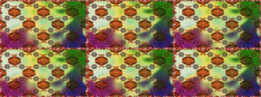 Şablon, pürüzsüz, çiçekli kenar. Eski moda arka plan. Kıvırcık, parlak örgü. Güzel, parlak, pürüzsüz kumaş, tuval. Çiçek çelengi. Raster illüstrasyonu.