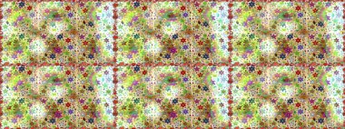 Düz Çiçek Elementleri Tasarımı. Kusursuz bir mahsul. Renkli Bahar Temalı Kusursuz Arkaplan. Raster Şirin kumaş deseni.
