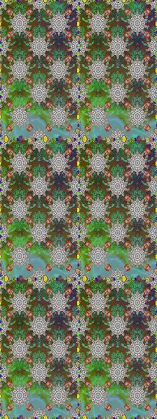 Yeşil ve gri renkli çiçekler. Düz Çiçek Elementleri Tasarımı. Raster illüstrasyonunda kusursuz çiçek deseni. Renkli Bahar Teması Kusursuz Arkaplan.