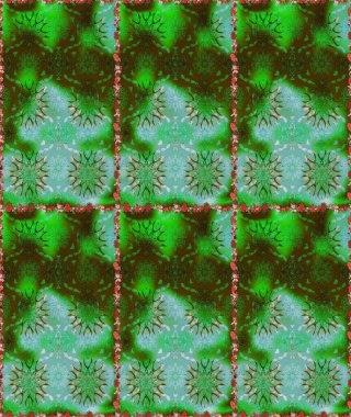 Flowers on green and brown colors in watercolor style. Seamless Floral Pattern in Raster illustration.