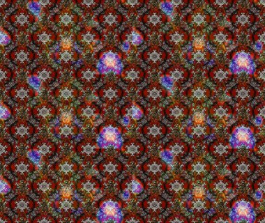 Raster illüstrasyonu. Kahverengi, gri ve kırmızı renklerde güzel bir tekstil. Suluboya çiçekli çiçek deseni.
